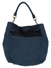 LIEBESKIND Henkeltasche Damen Blau Leder Vintage Elegant Schultertasche 38x34cm