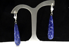 Ohrringe Hänger Edelstein Natur Lapislazuli blau lang Pampeln 48x9mm 925