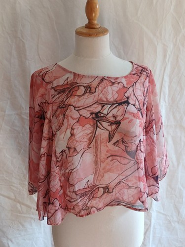Chiffon crop bluse fledermaus - chiffon,