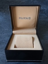 Parnis Uhrenetui Uhrenboxen Box * Schwarz mit weißer Naht OVP 