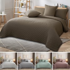 Gesteppte Bettüberwurf Tagesdecke 220x240cm mit 2 Kissenbezügen Wohndecke DE