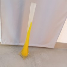 Stangenvase gelb Glasvase Rosenvase Solifleur Orchideenvase Vase vintage 50 cm