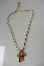 Swarovski Kette , vergoldet , schönem Anhänger : Kreuz mit geschliffenen Steinen