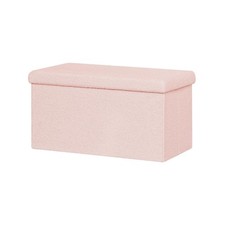 Sitzbank mit Stauraum faltbar, Bouclé Polsterhocker als Aufbewahrungsbank  Fu...