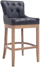 Barhocker Lakewood Echtleder Holz Thekenstuhl Mit Lehne Bar-Möbel