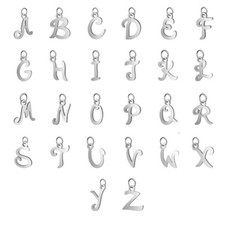 Kettenanhänger Buchstabe mit oder ohne Kette Edelstahl Alphabet Anhänger silbern