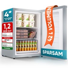Mini-Gefrierschrank mit Schloss E 42L, 4-Sterne, Leise, Gefrierbox, Silber