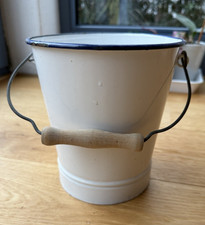 Emaille Eimer 2,5l weiß blau
