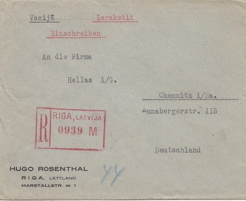 Lettland 1930 einschreiben - lettland:,