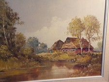 Ölgemälde Leinwand signiert Erich Zimmermann Gehöft  Worpswede von 1977