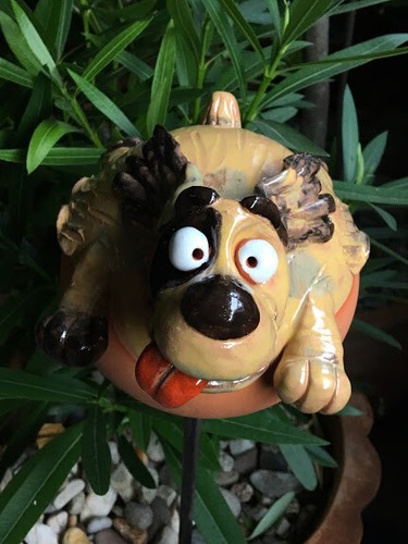 Keramik hund gartenkugel - keramik,