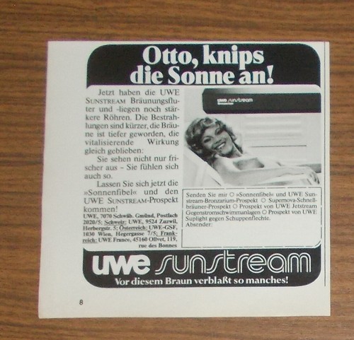 Seltene werbung vintage uwe - werbung,