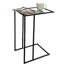 Sofa Beistelltisch schwarz mit Klarglasplatte Couchtisch Beistelltisch für Wohnzimmer