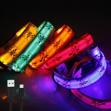 LED Hunde Leuchthalsband USB Wiederaufladbar Einstellbar Nacht Sicherheit
