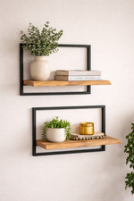 2x Wandregal Akazie Massivholz