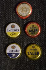 5 verschiedene Kronkorken von Herforder