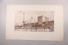 Radierung Horst Miesler coloriert Berlin Funkturm um 1970