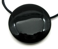 Anhänger Obsidian Spiegel 4 cm gebohrt mit Band