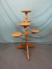 Blumensäule Antik Buche Gedrechselt Verziert 5 Ablagen Blumenbank Dreifuß 32a1