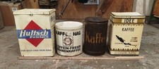 4 x alte, große Blechdose Kaffee HAG, IDEE, KAFFEE, Zwieback HULTSCH Antik 