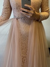 Abendkleid rose mit Tüll Verlobungskleid Hochzeitkleid Brautjungferkleid Hijab