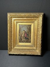 Ölgemälde Romantische Szene im Wald Paar in Umarmung um 1900