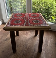 Vintage Beistelltisch 1960er  Blumenbank Keramikfliesen Mid-Century Nachttisch