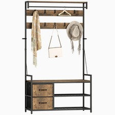 Garderobenständer mit Schuhregal Kleiderständer mit 10 verstellbaren Haken 180cm