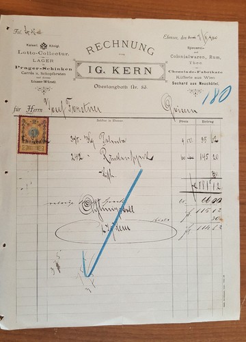 Alte rechnung 1910 aus - alte,