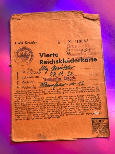Vierte reichskleiderkarte lwa - vierte,