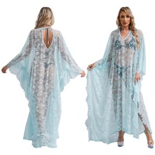 Damen Cover Up Strickjacke Bademantel Lässig Bademode Braut Kleid Durchsichtig