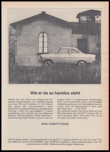 Opel kadett coupé reklame - opel, a