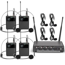 Funkmikrofon 4 Kanal kabelloses Mikrofon schnurlos Headset für Singen & Karaoke
