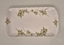 Eschenbach Bavaria Germany Servierplatte Porzellan Weiß Grüne Ranke 22x12,5x2cm