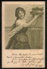 Künstler-AK Hermann Torggler: Junge Frau trägt eine Schüssel 1899 