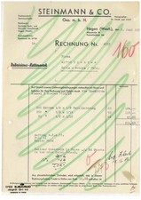 Fahrrad Rechnung Steinmann & Co 1937 Hagen