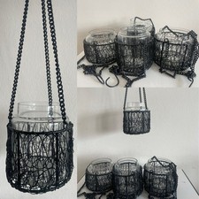 großes Windlicht Laterne, Metall mit Glaseinsatz, Schwarz Hänge Windlicht Cool