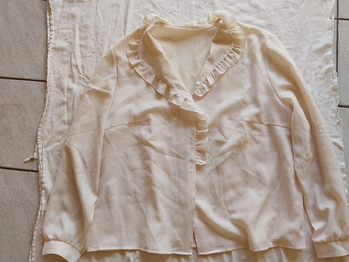 Bluse vintage langarm creme - bluse, 48
