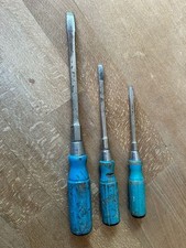 Drei Schraubenzieher Hazet 815-1 815-2 und 815-4 blauer Holzgriff Oldtimer