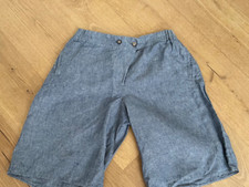 Damen Shorts, 100% Leinen, Poetry Fashion, blaugrau, halber Elastikbund