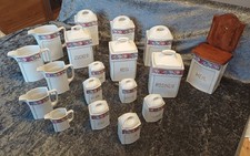 Vorratsdosen - Kannen - 24tlg. - Porzellan - Rosenmotiv - alt - 