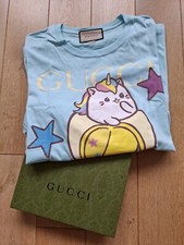 Original Gucci T-Shirt × Bananya - Hellblau, blau, türkis, Rosa, Gelb, Bunt