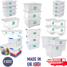 Robuste durchsichtige Kunststoff Aufbewahrungsboxen mit Deckel 3er Set stapelbar | 6 Größen