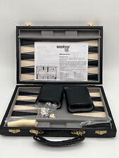 Weible Backgammon Koffer Lederkoffer - neuwertig - mit Spielsteinen und Würfeln
