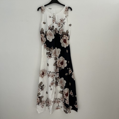 Schwarz weißes maxikleid mit - maxikleid,