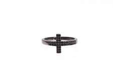 Nialaya Black CZ Cross Rhodium