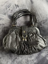 Karen Ly schwarze Damenhandtasche echt Leder Hobo Western Look