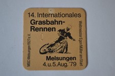 alter Bierdeckel Grasbahn-Rennen Melsungen August 1979 Egon Müller Motorradsport