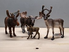 Schleich - 2 Elche + Elchkalb + Rentier - Waldtiere, Weihnachtskrippe, Wildtiere