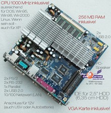 MINI MOTHERBOARD V90 17x17 CM +1 GHz CPU 256MB USB 2.0 12V BETRIEB MÖGLICH -#TC6